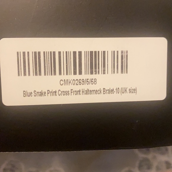 blue snake print cross front halterneck bralet - Picture 3 of 3